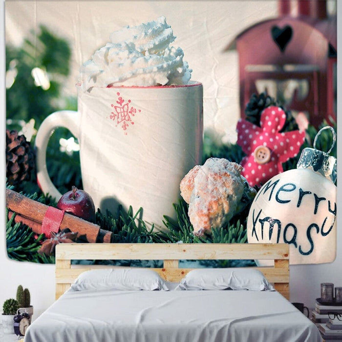 Snowy Christmas Background Tapestry Wall Hanging