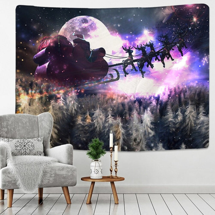 Snowy Christmas Fireplace Tapestry Wall Hanging Tapis Cloth