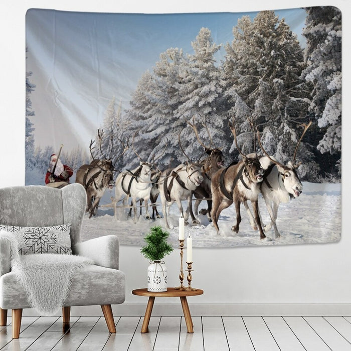 Christmas Tree And Animals Tapestry Wall Hanging Tapis Cloth
