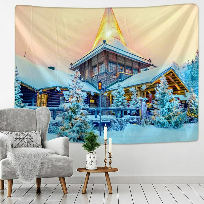Christmas Snowfall Tapestry Wall Hanging Tapis Cloth