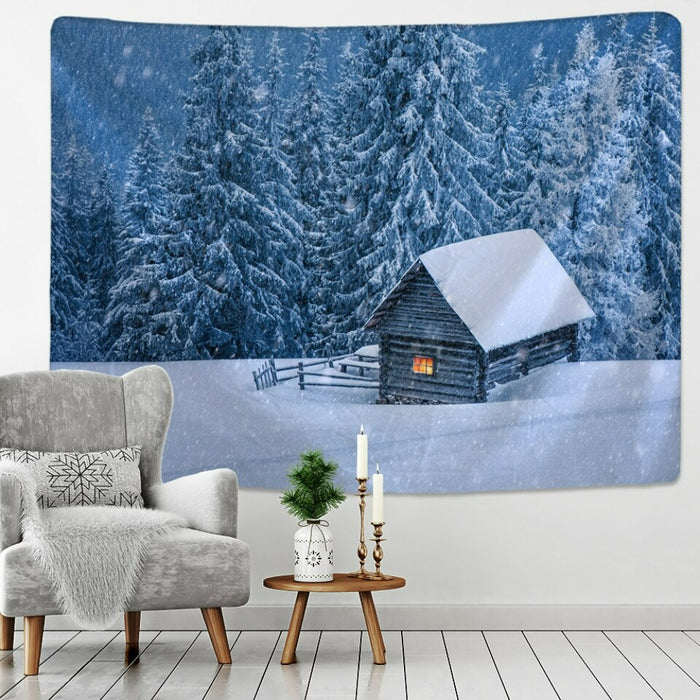 Christmas Snowfall Tapestry Wall Hanging Tapis Cloth