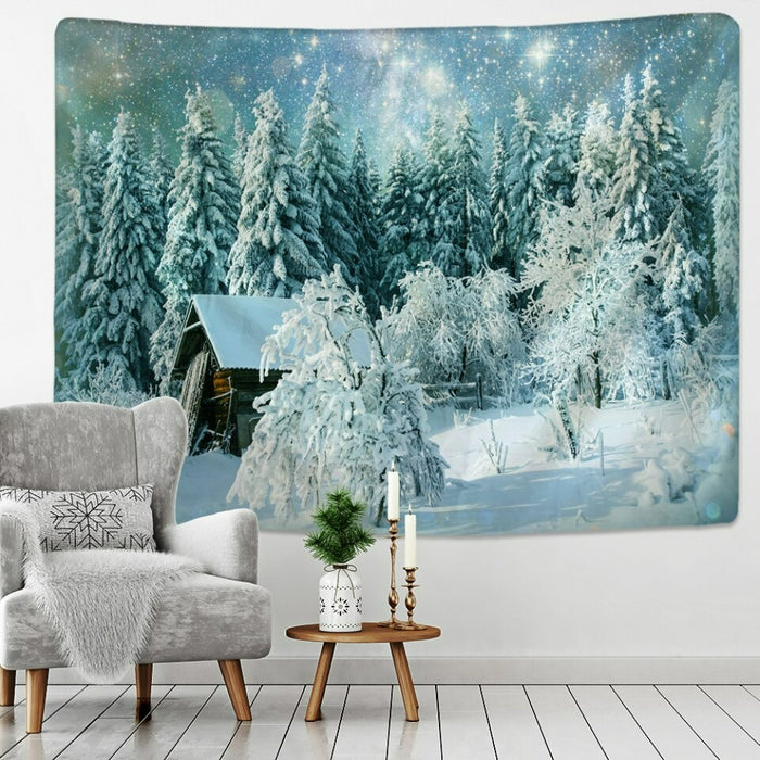 Christmas Theme Snowfall Tapestry Wall Hanging Tapis Cloth