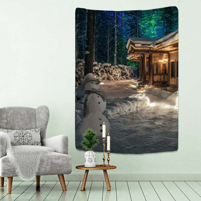 Christmas Theme Snowfall Tapestry Wall Hanging Tapis Cloth