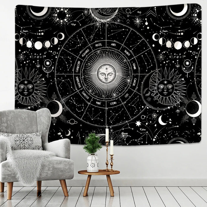 Black Abstract Tapestry Wall Hanging Tapis Cloth