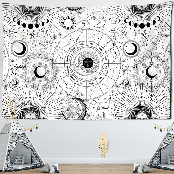 White Abstract Tapestry Wall Hanging Tapis Cloth