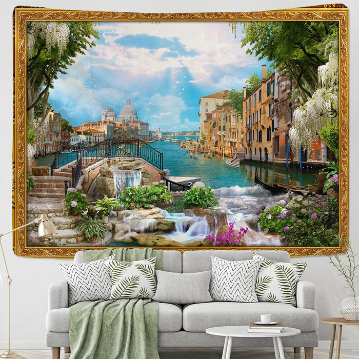 River Sky Frame Tapestry Wall Hanging