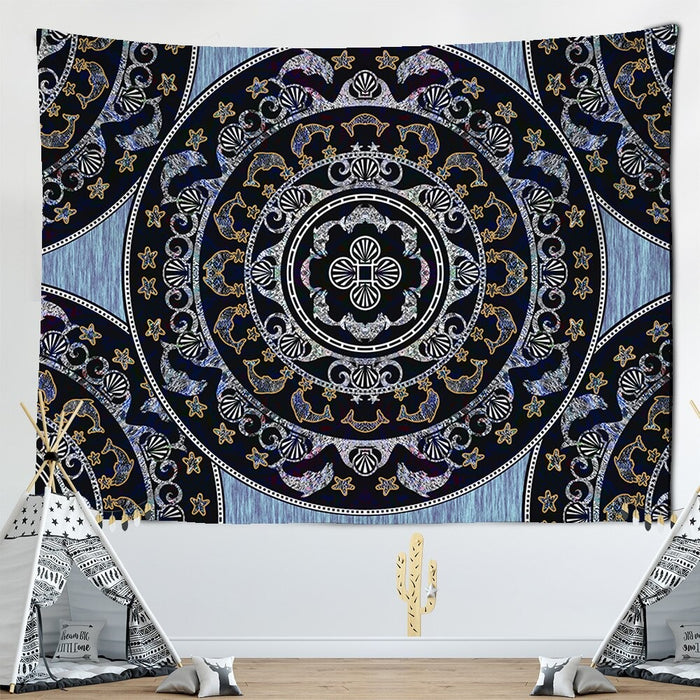 Dolphin Design Mandala Tapestry Wall Hanging Tapis Cloth