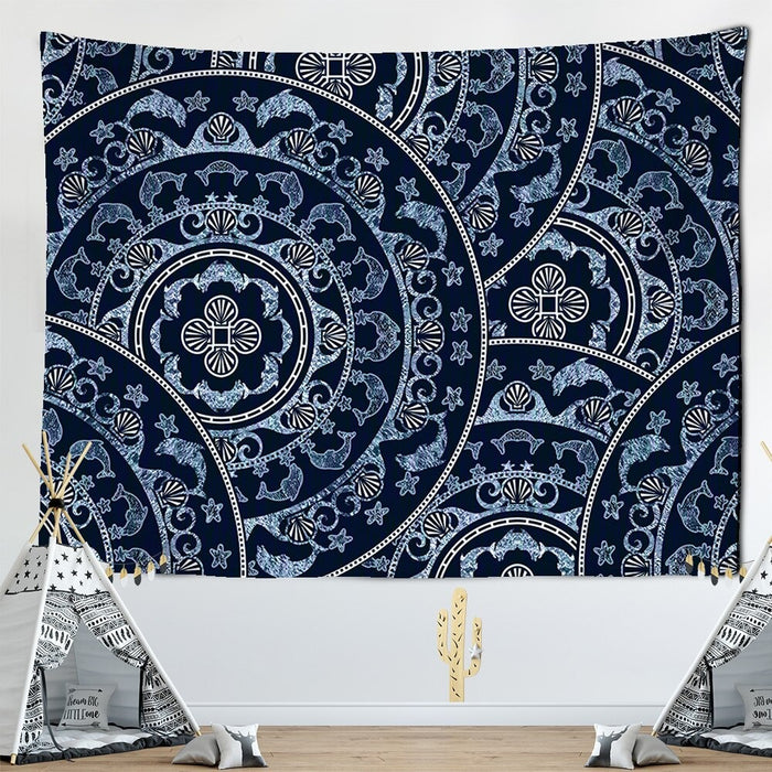 Dolphin Design Mandala Tapestry Wall Hanging Tapis Cloth