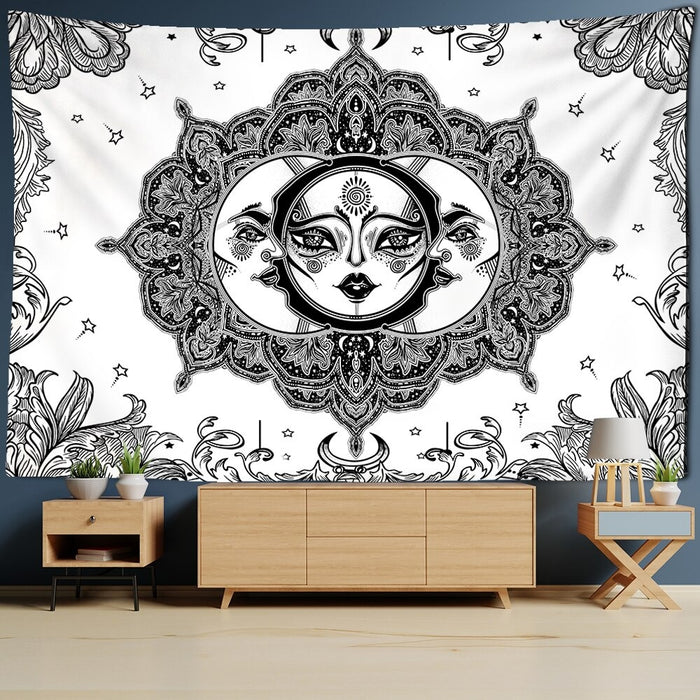 Sun And Moon Mandala Tapestry Wall Hanging Tapis Cloth