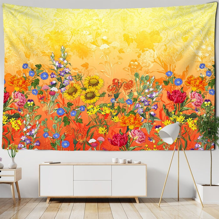 Botanical Wildflower Tapestry Wall Hanging Tapis Cloth