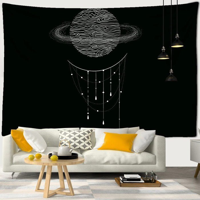 Black Sun Moon Tapestry Wall Hanging Tapis Cloth