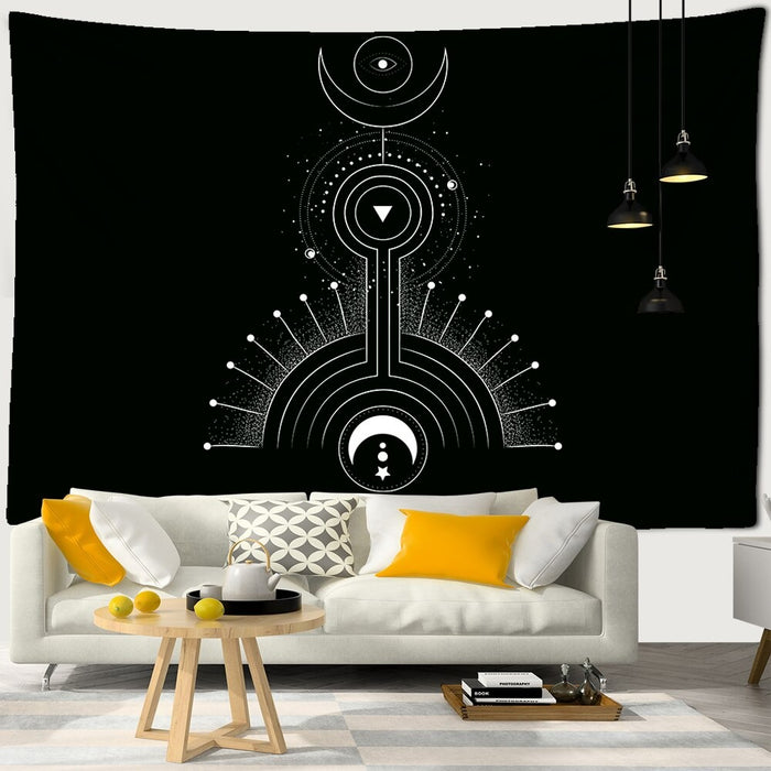 Black Sun Moon Tapestry Wall Hanging Tapis Cloth