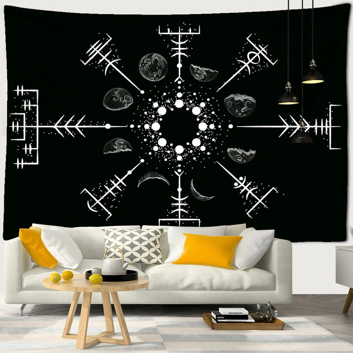 Black Sun Moon Tapestry Wall Hanging Tapis Cloth