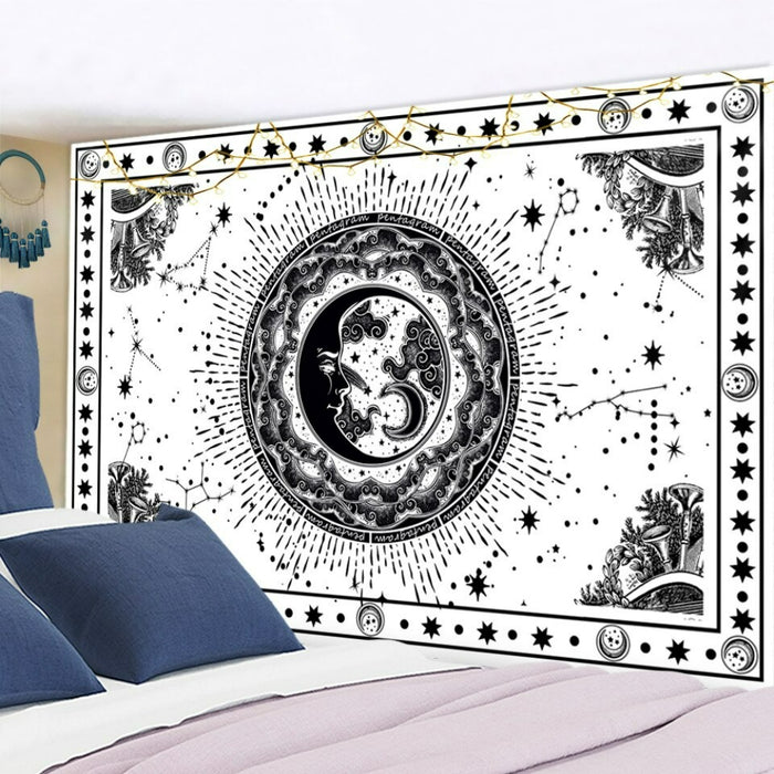 Black and White Art Tapestry Wall Hanging Tapis Cloth