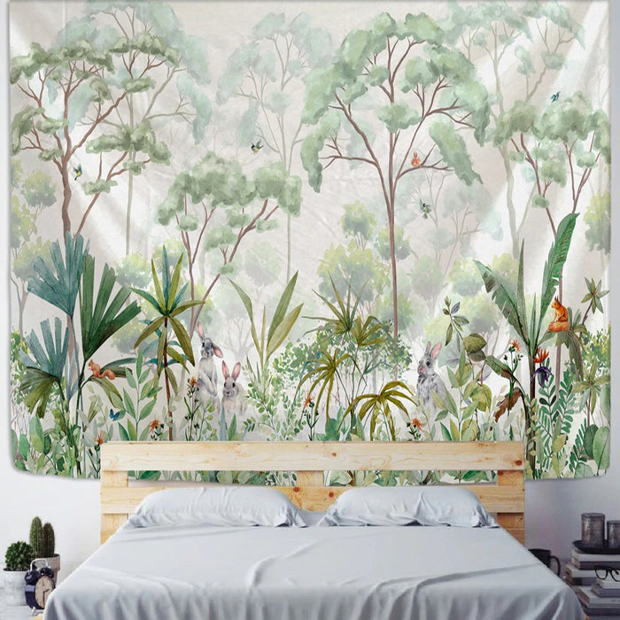 Palm Plant Print Tapestry Wall Hanging Tapis Cloth