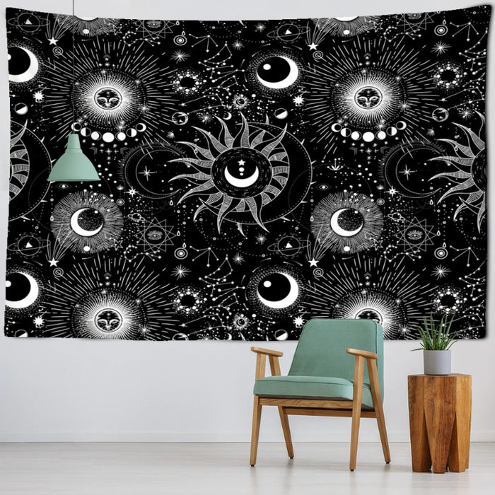 Black Abstract Tapestry Wall Hanging Tapis Cloth