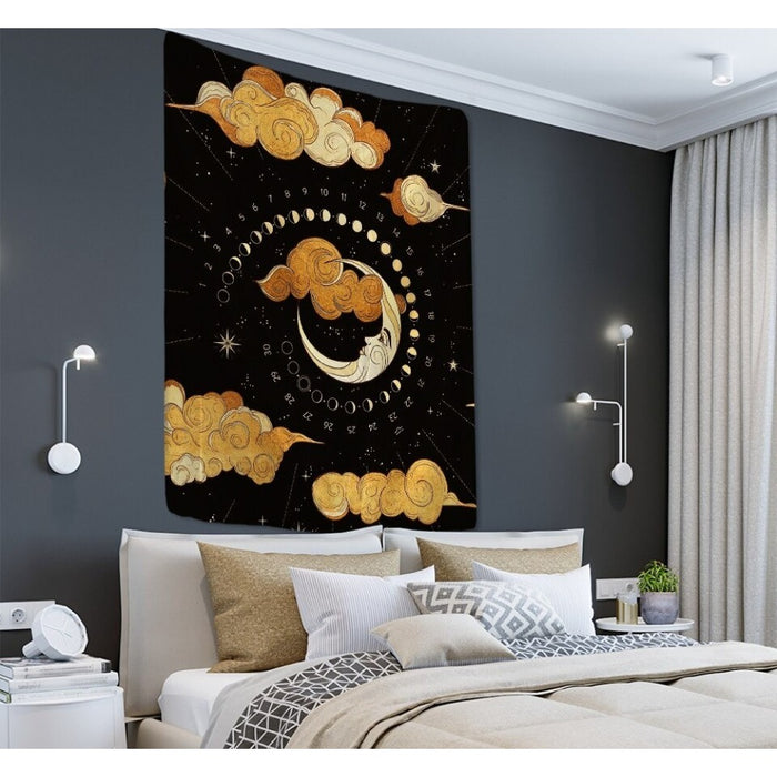 Psychedelic Moon Star Tapestry Wall Hanging Tapis Cloth