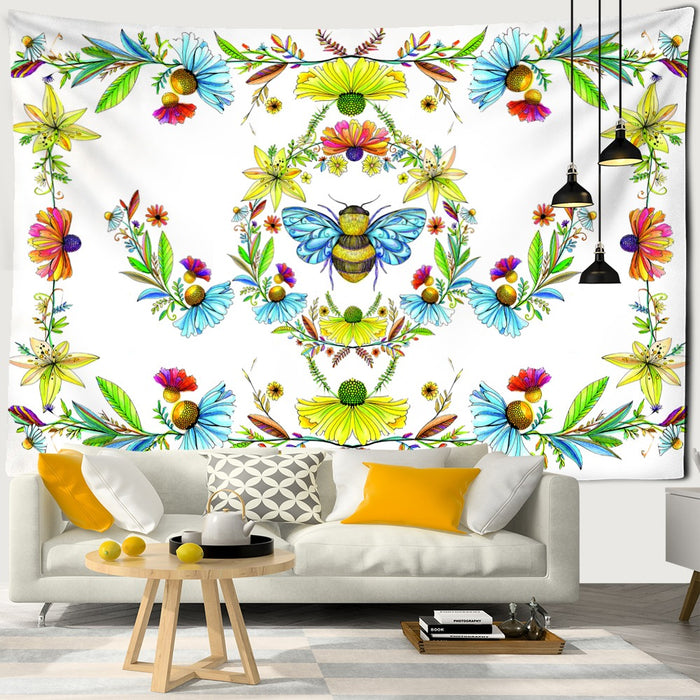 Plants Honeybee Tapestry Wall Hanging Tapis Cloth