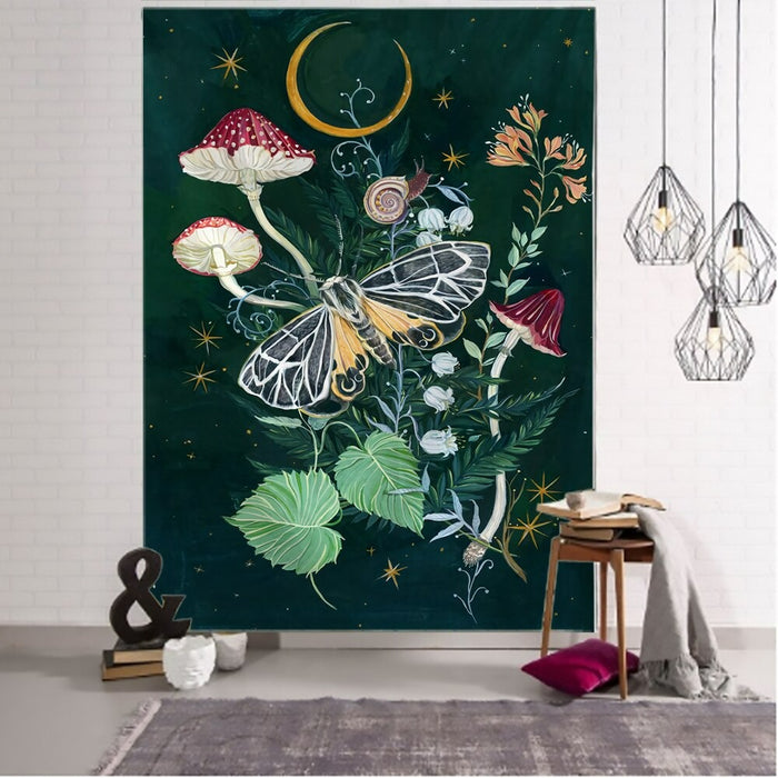 Floral Moon Tapestry Wall Hanging Tapis Cloth