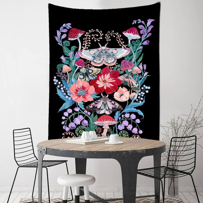 Moon and Butterflies Tapestry Wall Hanging Tapis Cloth
