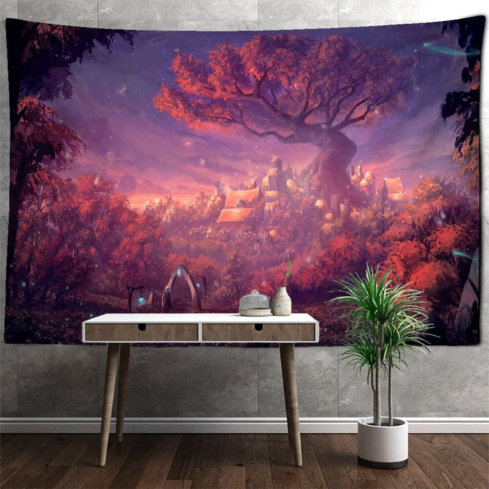 Starry Night Tree Tapestry Wall Hanging Tapis Cloth