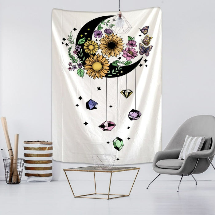 Moon Flower Tarot Tapestry Wall Hanging Tapis Cloth