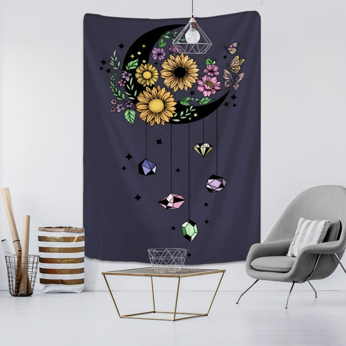 Moon Flower Tarot Tapestry Wall Hanging Tapis Cloth