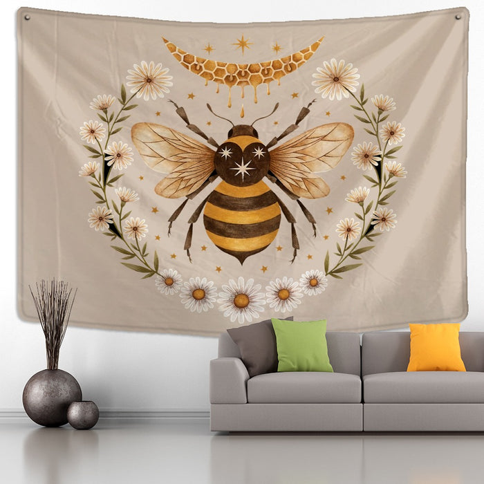 Bee Floral Tapestry Wall Hanging Tapis Cloth