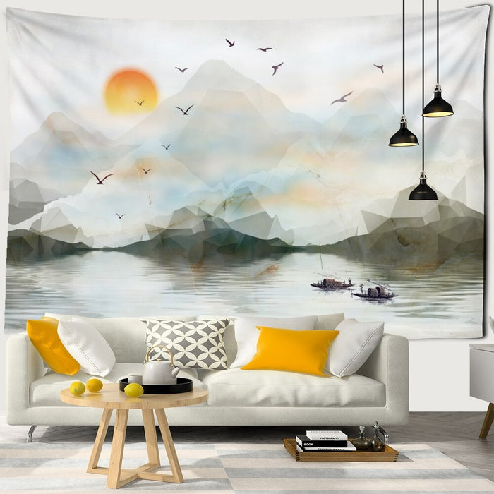 Sunrise Landscape Print Tapestry Wall Hanging Tapis Cloth