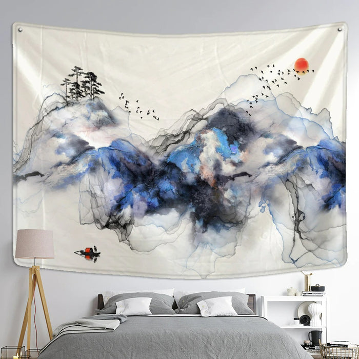 Mountain And River Wall Hanging Tapis Cloth