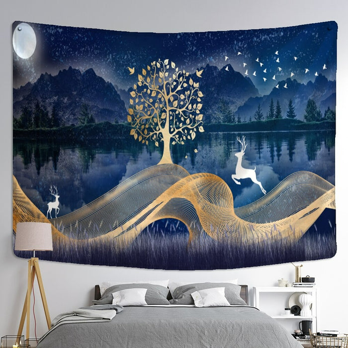 Ink Painting Mountain Tapestry Wall Hanging Tapis Cloth