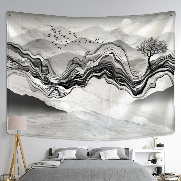 Mountain And River Wall Hanging Tapis Cloth