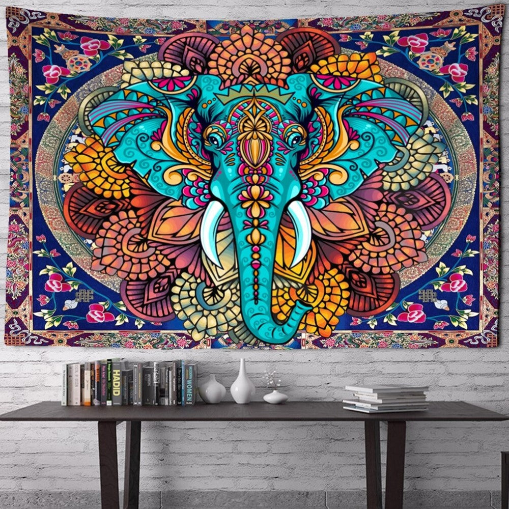 Cheap Light Pink Elephant Mandala Tapestry Kit Wall Hanging from India 