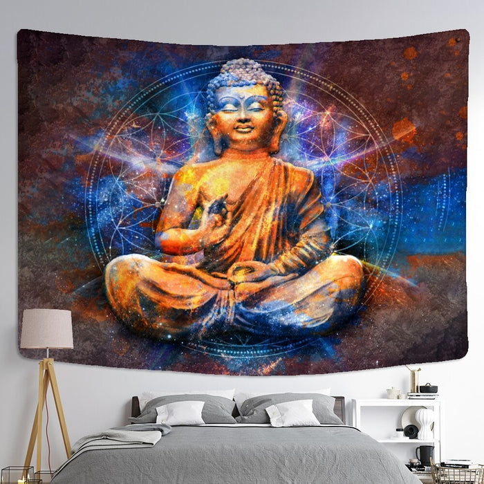 Psychedelic Indian Buddha Tapestry Wall Hanging Tapis Cloth