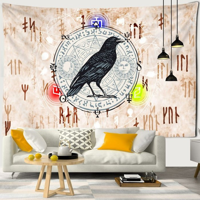 Art Crow Tapestry Wall Hanging Tapis Cloth