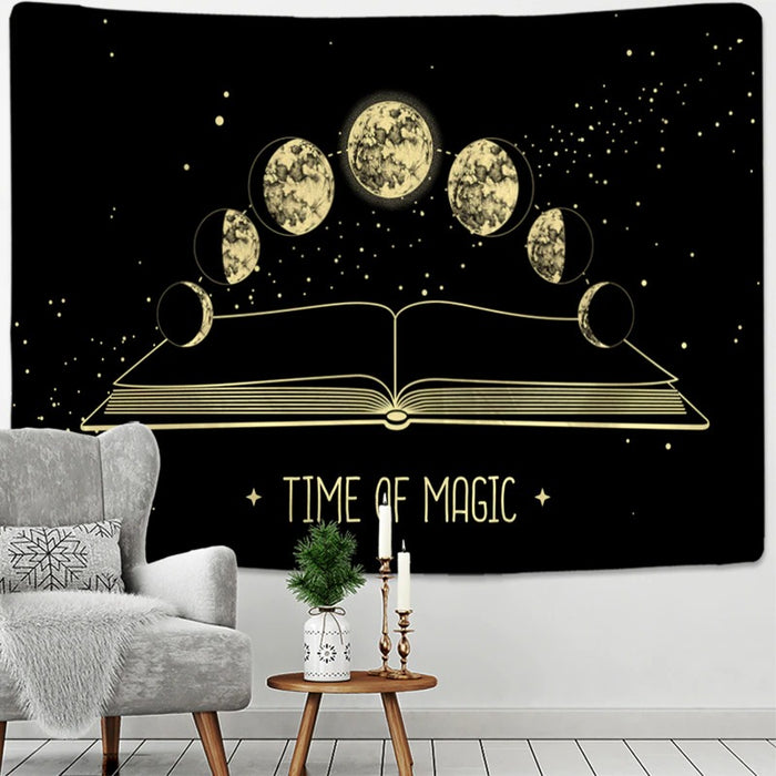 Moon Phase Moth Tapestry Wall Hanging Tapis Cloth