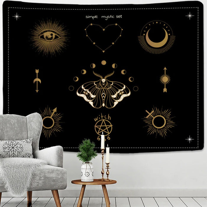 Moon Phase Moth Tapestry Wall Hanging