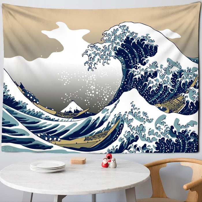 Japanese Kanagawa Tapestry Wall Hanging Tapis Cloth