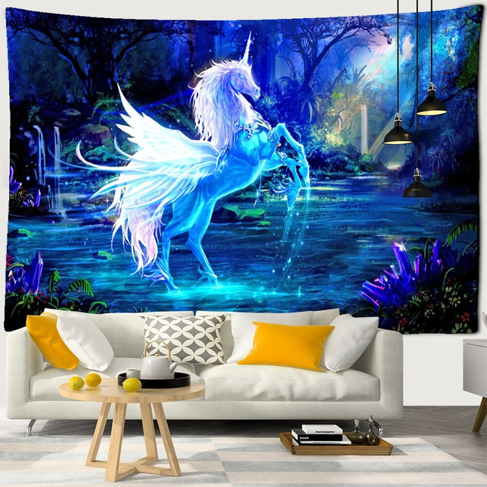 Colorful Unicorn Castle Tapestry Wall Hanging Tapis Cloth
