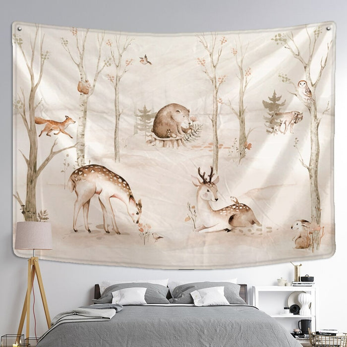 Cartoon Animal Illustration Tapestry Wall Hanging Tapis Cloth