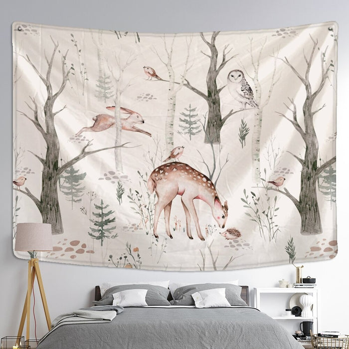 Zoo Cartoon Illustration Tapestry Wall Hanging Tapis Cloth