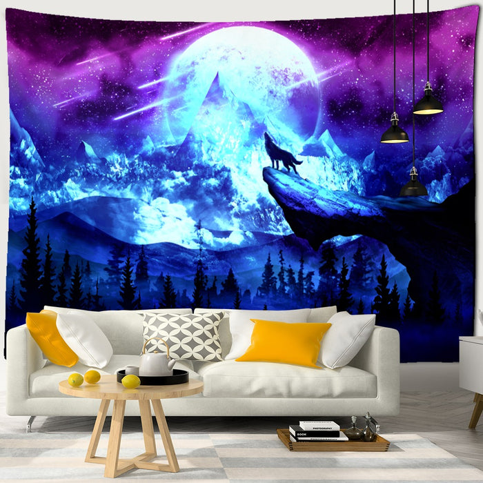 Forest Landscape Painting Tapestry Wall Hanging Tapis Cloth