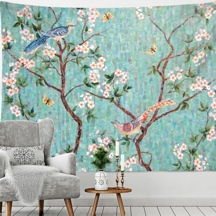 Flower And Bird Tapestry Wall Hanging Tapis Cloth