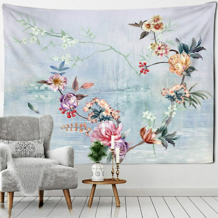 Ink Flower And Bird Painting Tapestry Wall Hanging Tapis Cloth