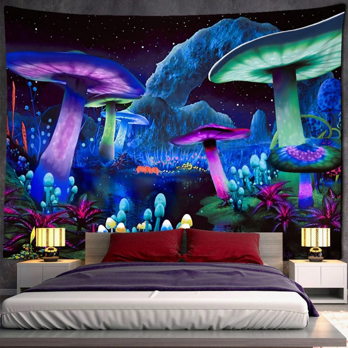 Fairytale Dreamy Mushroom Tapestry Wall Hanging Tapis Cloth