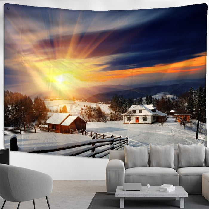 Snow Scene Tapestry Wall Hanging