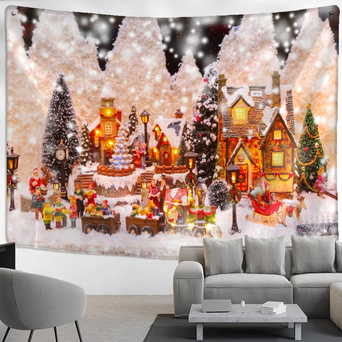 Christmas Cartoon Illustration Tapestry Wall Hanging