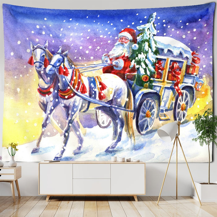 Santa Claus And Sleigh Tapestry Wall Hanging Tapis Cloth
