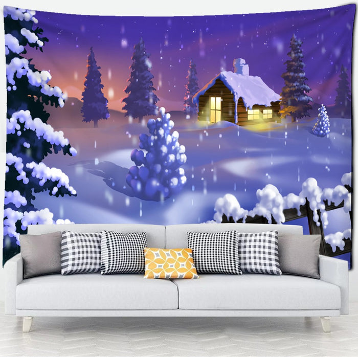 Snow Christmas Tree Tapestry Wall Hanging Tapis Cloth