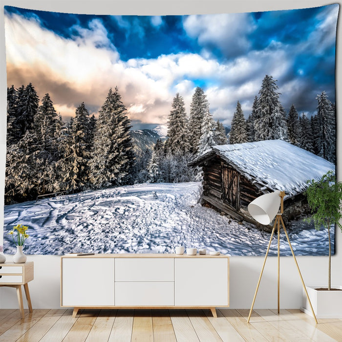 Forest Snow Scenery Tapestry Wall Hanging Tapis Cloth